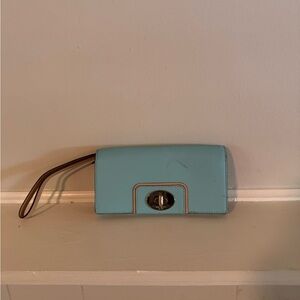 Kate Spade Blue Wristlet Clutch with Turnlock Closure